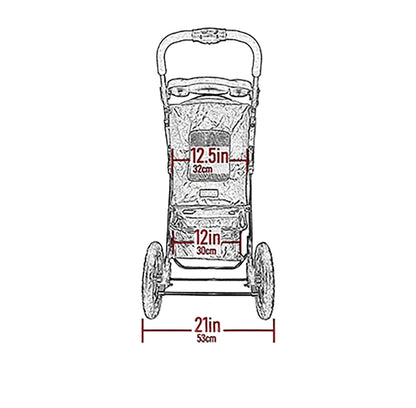 Pet Gear No-Zip AT3 Pet Stroller, Zipperless Entry, Jogging Tires, One-Hand Fold, Storage Basket, Platinum