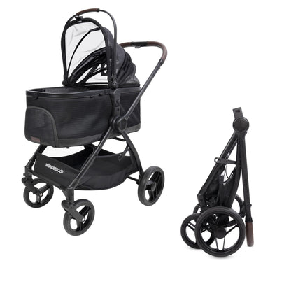 WonderFold P3 Buddy Pet Stroller, Lightweight Foldable Design, Adjustable Handlebar, Dual Entry, Up to 48.5 lbs