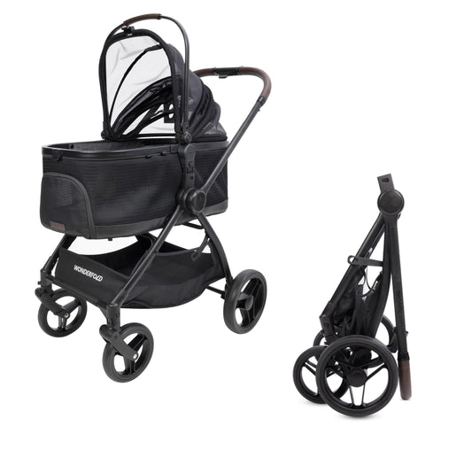 WonderFold P3 Buddy Pet Stroller, Lightweight Foldable Design, Adjustable Handlebar, Dual Entry, Up to 48.5 lbs