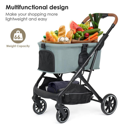 Beberoad Pets T6 Luxury Pet Stroller, 3-in-1 Design, Removable Carrier, Foldable, Up to 66 lbs, Green