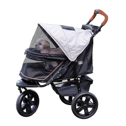 Pet Gear No-Zip AT3 Pet Stroller, Zipperless Entry, Jogging Tires, One-Hand Fold, Storage Basket, Platinum