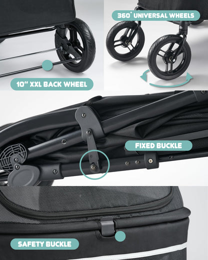 Zoosky Pet Stroller for Large Dogs, Up to 110 lbs, All-Terrain Design, Adjustable Handle, Waterproof Fabric