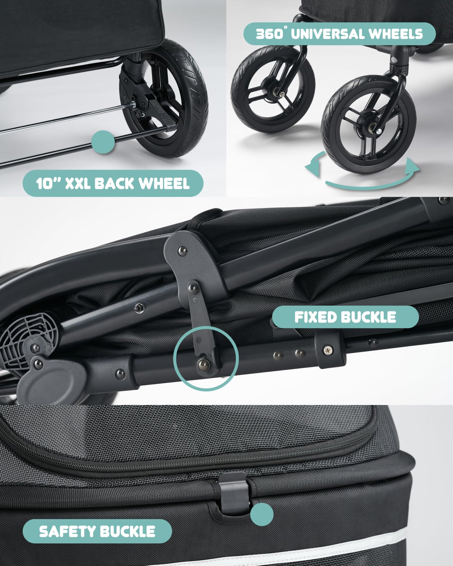 Zoosky Pet Stroller for Large Dogs, Up to 110 lbs, All-Terrain Design, Adjustable Handle, Waterproof Fabric