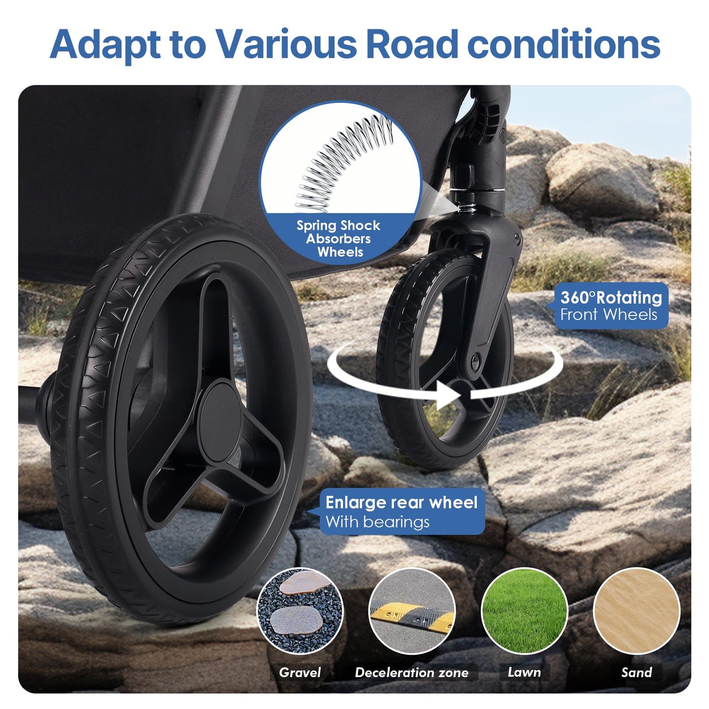 Beberoad Pets X-5 Luxury Pet Stroller, 3-in-1 Carrier & Car Seat, One-Touch Fold, Up to 55 lbs, Gray