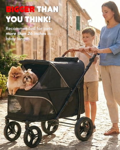 Zoosky Pet Stroller for Large Dogs, Up to 110 lbs, All-Terrain Design, Adjustable Handle, Waterproof Fabric