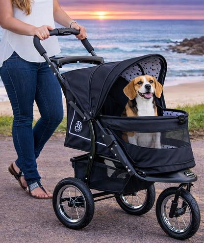 Pet Gear No-Zip NV Pet Stroller, Zipperless Entry, One-Hand Fold, Gel-Filled Tires, Plush Pad & Weather Cover, Spotted