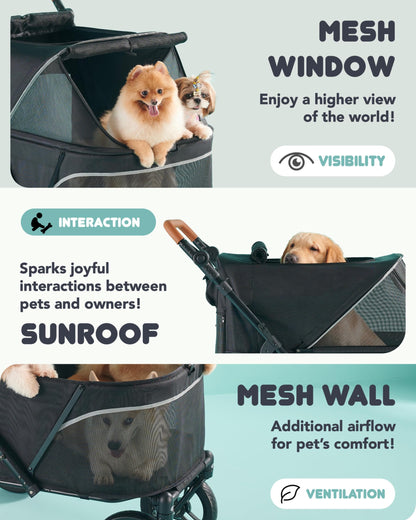 Zoosky Pet Stroller for Large Dogs, Up to 110 lbs, All-Terrain Design, Adjustable Handle, Waterproof Fabric